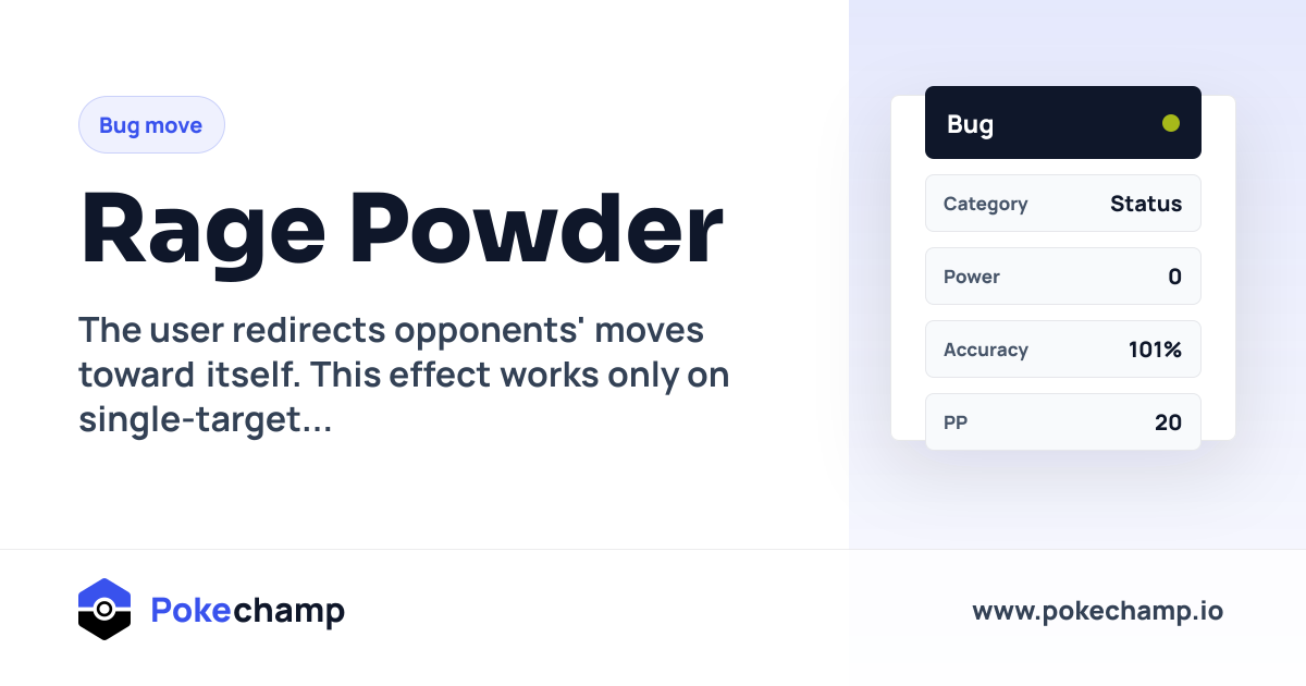 Rage Powder Move Data: Effects and Battle Mechanics | Pokemon Champions ...
