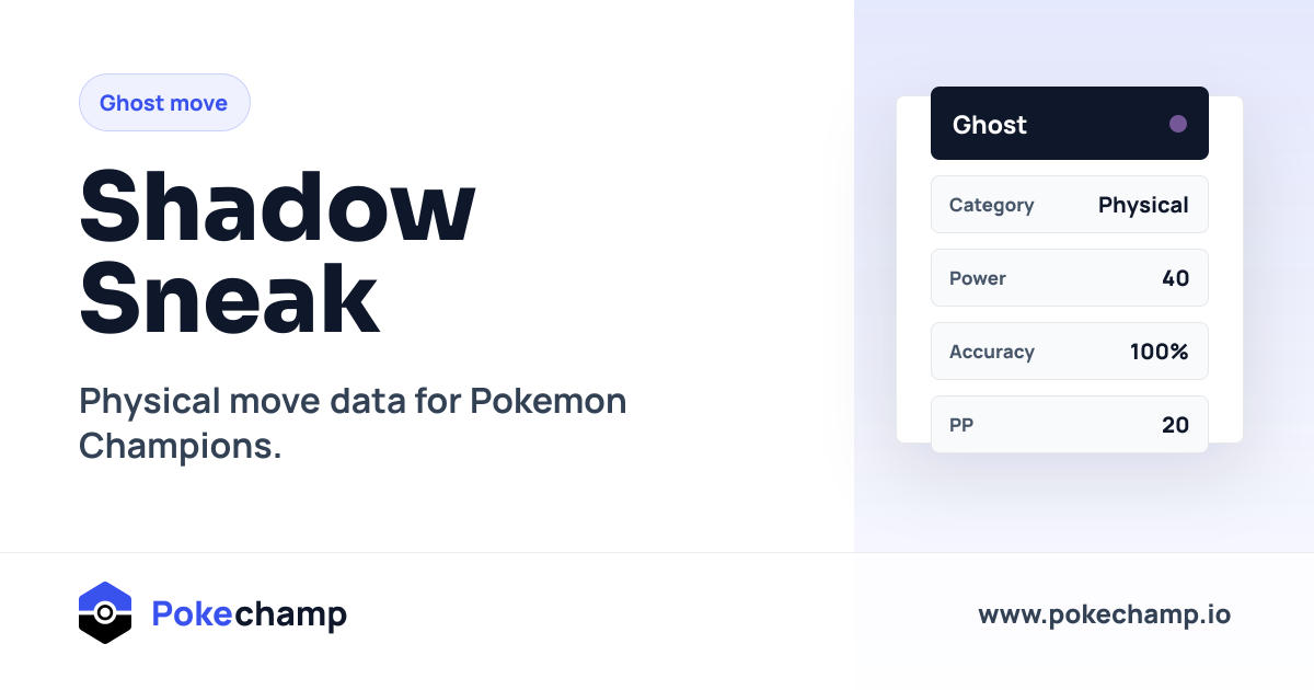 Shadow Sneak Move Data for Pokemon Champions - Stats and Mechanics ...